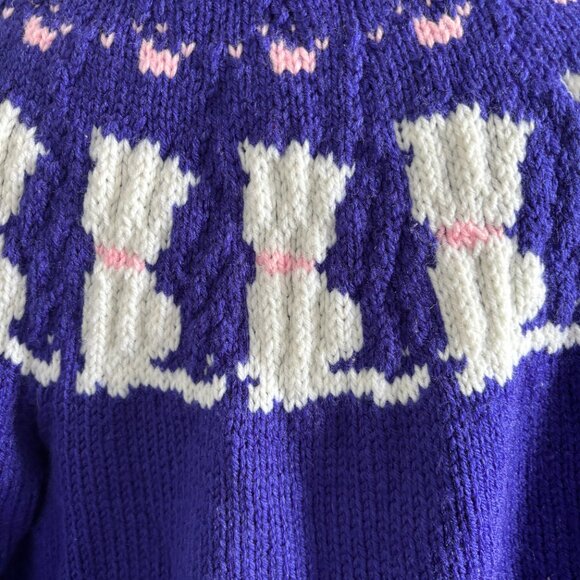 Handmade Button Down Sweater in a Purple Colour with Cutest Ever Dog or Cat - Picture 5 of 7